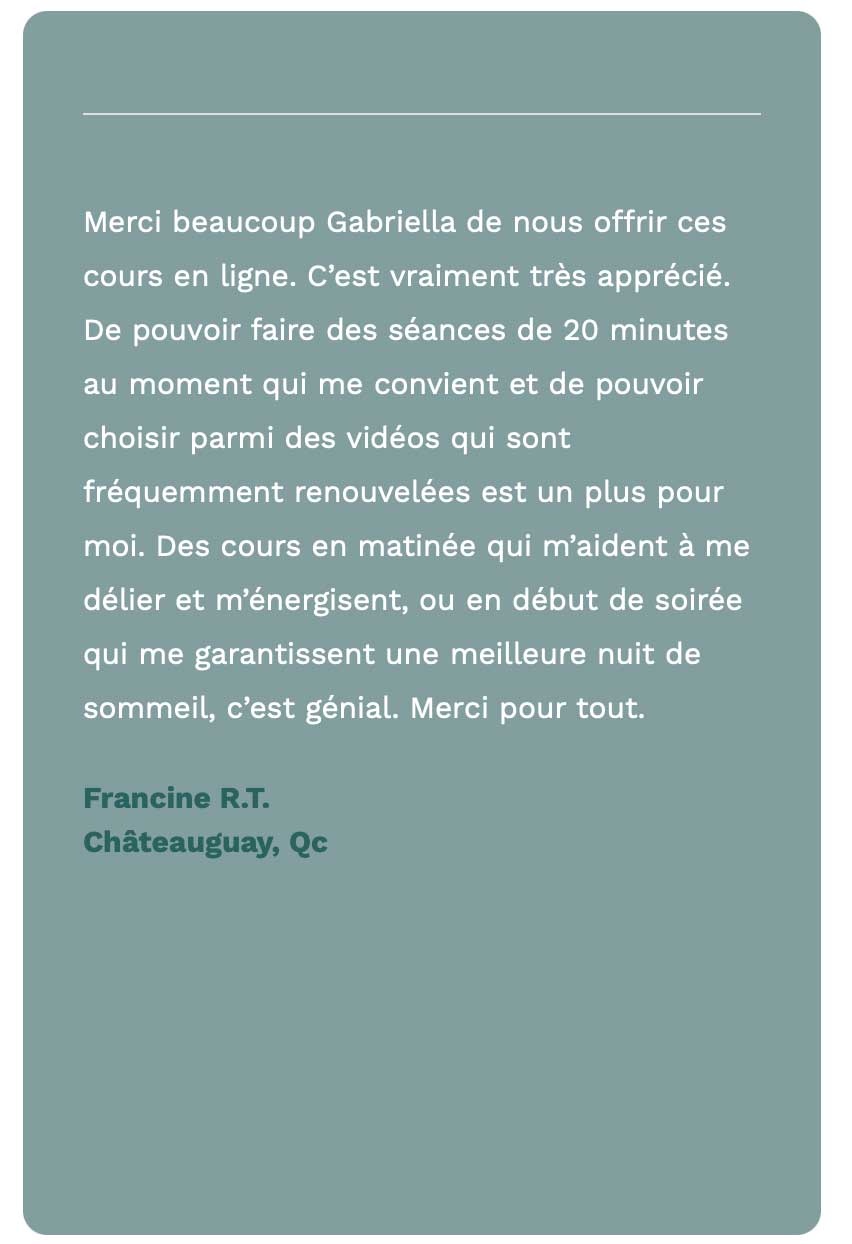 Gabriella Chi - Qigong - Témoignage